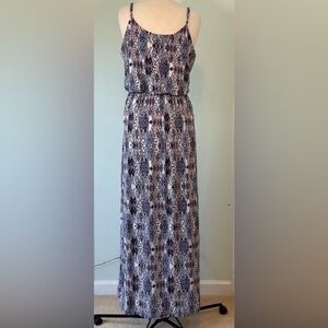 Naïf Maxi Dress XL Boho Paisley Geo Print Sleeveless Blue Pink Geometric Beach